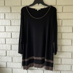 New Rose & Olive Long Sleeve Black Tunic Woman’s plus 1X Shirt Top